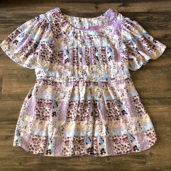 JW Woman Flirty Patterned Blouse size 0X - Picture 1 of 8